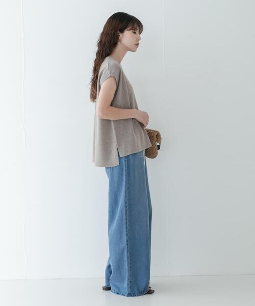 URBAN RESEARCH Sonny Label(アーバンリサーチサニーレーベル)の「リネンライクフレンチスリーブサマーニットプルオーバー(ニット/セーター・レディース・ベージュ系その他/チャコールグレー・FREE)」の13枚目の写真