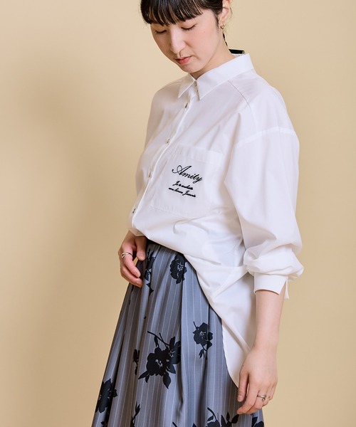 LHELBIE(レルビエ)の「刺繍ポケットオーバーシャツ(シャツ/ブラウス・レディース・オフホワイト/ピンク/ベージュ/ブラック・M)」の10枚目の写真