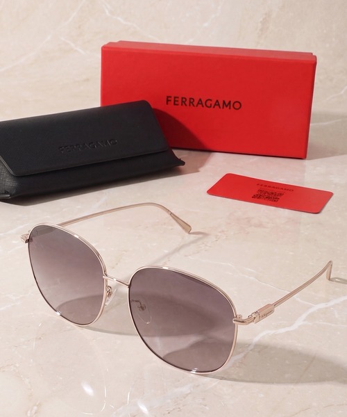 Salvatore Ferragamo グレー ラウンドサングラス ケース付き セール】【FERRAGAMO/フェラガモ】UVカット ラウンドサングラス ケース