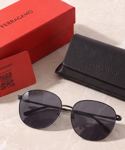 Salvatore Ferragamo グレー ラウンドサングラス ケース付き セール】【FERRAGAMO/フェラガモ】UVカット ラウンドサングラス ケース