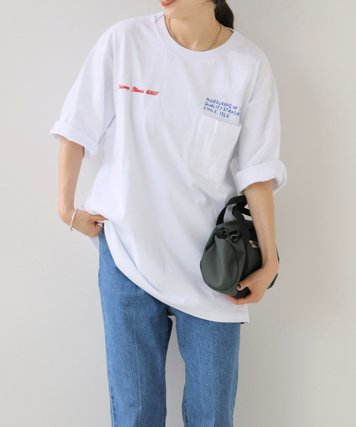 OUTDOOR PRODUCTS(アウトドアプロダクツ)の「UNIVERSAL OVERALL U O ex VINTAGE Tshirt(Tシャツ/カットソー・レディース・アイボリー/ホワイト系その他/ブラウン・MEDIUM/SMALL)」の8枚目の写真
