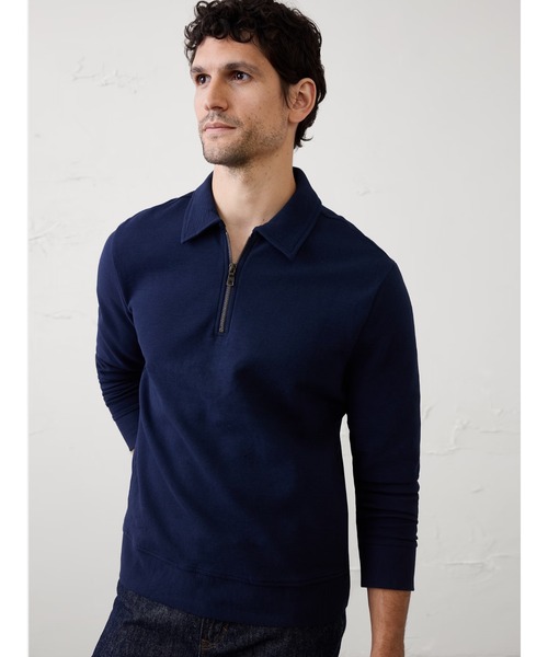 BANANA REPUBLIC FACTORY STORE（バナナリパブリック ファクトリーストア）の「BANANA REPUBLIC FACTORY STORE　　オットマンハーフジップポロ（Tシャツ/カットソー・メンズ・ベージュ/ネイビー/ピンク系その他・S/M/L/XL）」の2枚目の写真