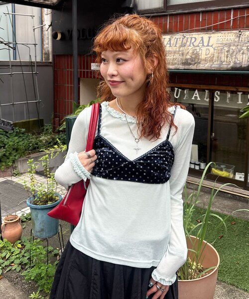CIAOPANIC（チャオパニック）の「ベロアランジェリービスチェ（タンクトップ・レディース・グレー/ネイビー・ONE SIZE）」の12枚目の写真
