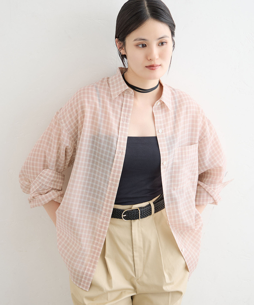 IENA(イエナ)の「シアーボイルチェックシャツ(シャツ/ブラウス・レディース・ブラック/レッド/レッド系その他・FREE)」の3枚目の写真