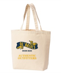Ol' Basics(オール・ベーシックス) トートバッグ キャンバス リボンイラスト ロゴ プリント 鞄 BAG アメカジ メンズ レディース ユニセックス Lサイズ