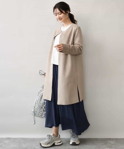 MK MICHEL KLEIN（エムケーミッシェルクラン）の「[洗える]フェイクスウェードノーカラーコート（ノーカラーコート・レディース・ベージュ/モカ/ライトブルー・38）」の20枚目の写真