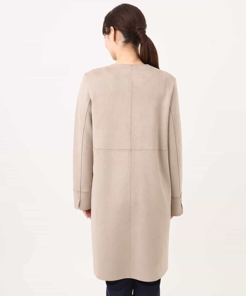 MK MICHEL KLEIN（エムケーミッシェルクラン）の「[洗える]フェイクスウェードノーカラーコート（ノーカラーコート・レディース・ベージュ/モカ/ライトブルー・38）」の16枚目の写真