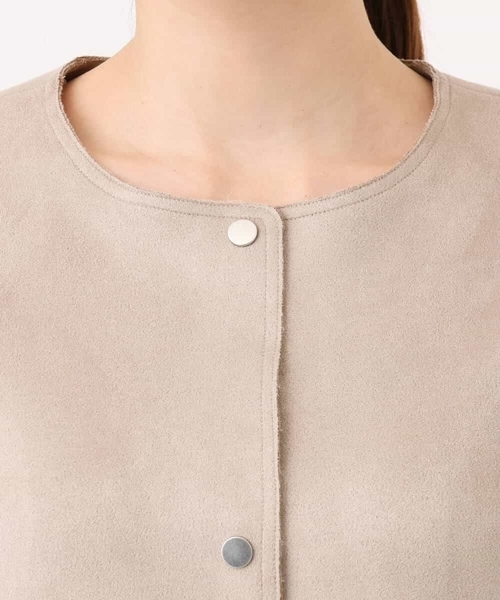 MK MICHEL KLEIN（エムケーミッシェルクラン）の「[洗える]フェイクスウェードノーカラーコート（ノーカラーコート・レディース・ベージュ/モカ/ライトブルー・38）」の15枚目の写真