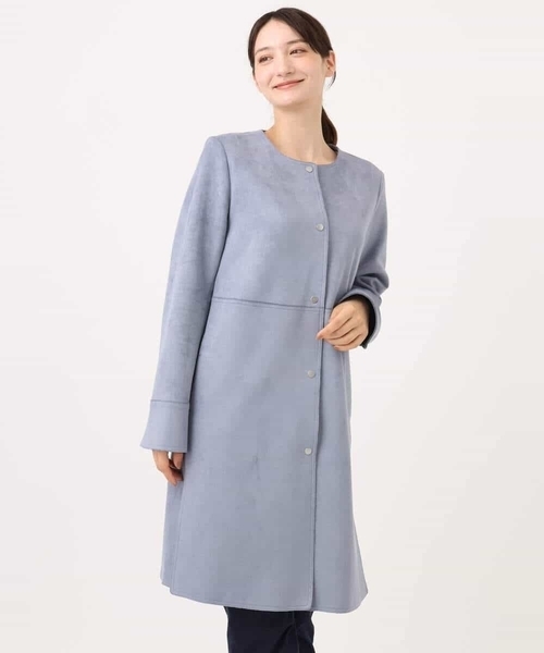 MK MICHEL KLEIN（エムケーミッシェルクラン）の「[洗える]フェイクスウェードノーカラーコート（ノーカラーコート・レディース・ベージュ/モカ/ライトブルー・38）」の9枚目の写真