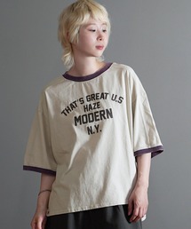 ヴィンテージライク 配色リンガーロゴTシャツ