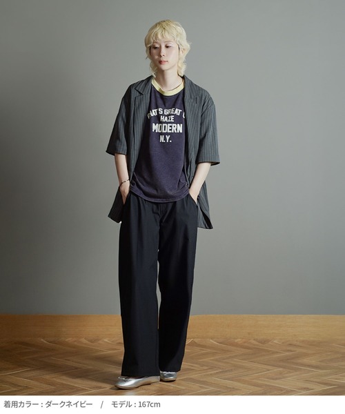 e-zakkamania stores(イーザッカマニアストアーズ)の「ヴィンテージライク 配色リンガーロゴTシャツ(Tシャツ/カットソー・レディース・イエロー/ダークネイビー/グレイッシュベージュ・フリー)」の12枚目の写真