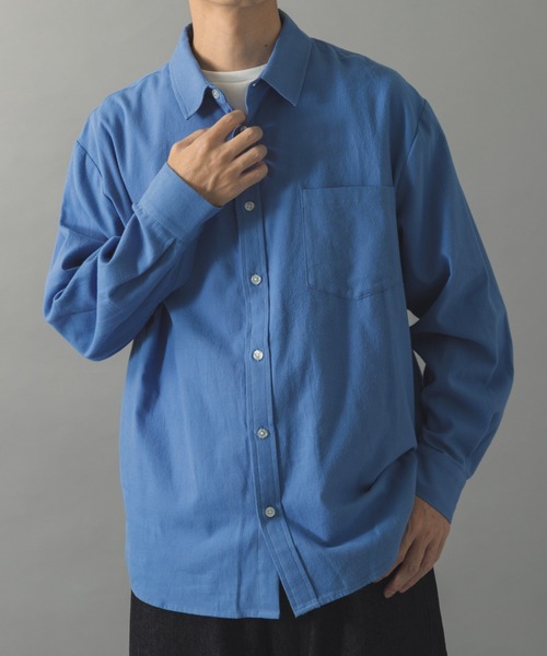 ITEMS URBANRESEARCH（アイテムズ アーバンリサーチ）の「ソフトタッチフランネルレギュラーカラーシャツ（シャツ/ブラウス・メンズ・ネイビー/オフホワイト/グレー/ブルー・LARGE/MEDIUM）」の4枚目の写真