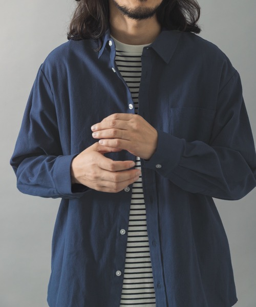 ITEMS URBANRESEARCH（アイテムズ アーバンリサーチ）の「ソフトタッチフランネルレギュラーカラーシャツ（シャツ/ブラウス・メンズ・ネイビー/オフホワイト/グレー/ブルー・LARGE/MEDIUM）」の19枚目の写真