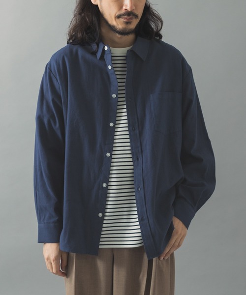 ITEMS URBANRESEARCH（アイテムズ アーバンリサーチ）の「ソフトタッチフランネルレギュラーカラーシャツ（シャツ/ブラウス・メンズ・ネイビー/オフホワイト/グレー/ブルー・LARGE/MEDIUM）」の20枚目の写真