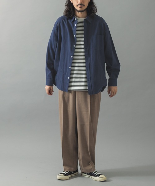ITEMS URBANRESEARCH（アイテムズ アーバンリサーチ）の「ソフトタッチフランネルレギュラーカラーシャツ（シャツ/ブラウス・メンズ・ネイビー/オフホワイト/グレー/ブルー・LARGE/MEDIUM）」の5枚目の写真