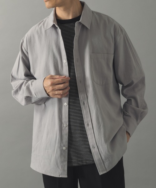 ITEMS URBANRESEARCH（アイテムズ アーバンリサーチ）の「ソフトタッチフランネルレギュラーカラーシャツ（シャツ/ブラウス・メンズ・ネイビー/オフホワイト/グレー/ブルー・LARGE/MEDIUM）」の8枚目の写真