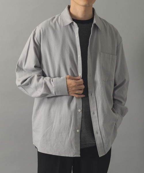 ITEMS URBANRESEARCH（アイテムズ アーバンリサーチ）の「ソフトタッチフランネルレギュラーカラーシャツ（シャツ/ブラウス・メンズ・ネイビー/オフホワイト/グレー/ブルー・LARGE/MEDIUM）」の9枚目の写真
