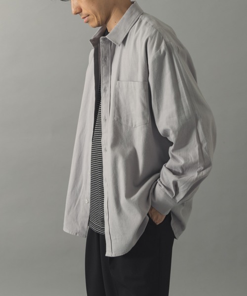 ITEMS URBANRESEARCH（アイテムズ アーバンリサーチ）の「ソフトタッチフランネルレギュラーカラーシャツ（シャツ/ブラウス・メンズ・ネイビー/オフホワイト/グレー/ブルー・LARGE/MEDIUM）」の10枚目の写真