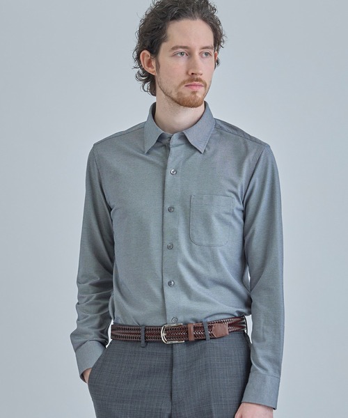 MEN'S BIGI(メンズビギ)の「J-CAMICIE ハイゲージジャージドレスシャツ(Albini×RENU)<ストレッチ>(シャツ/ブラウス・メンズ・ホワイト/ネイビー/ブラック系その他/ダークネイビー・01/02/03/04)」の3枚目の写真