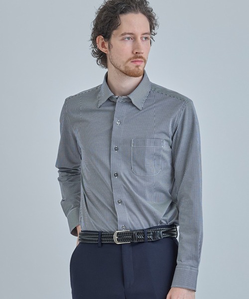 MEN'S BIGI(メンズビギ)の「J-CAMICIE ハイゲージジャージドレスシャツ(Albini×RENU)<ストレッチ>(シャツ/ブラウス・メンズ・ホワイト/ネイビー/ブラック系その他/ダークネイビー・01/02/03/04)」の1枚目の写真