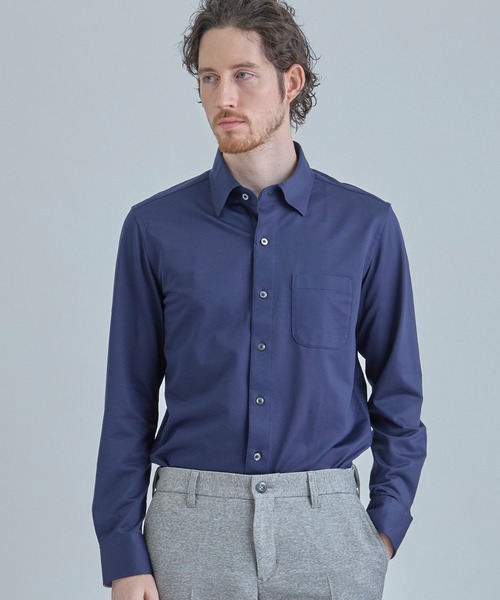MEN'S BIGI(メンズビギ)の「J-CAMICIE ハイゲージジャージドレスシャツ(Albini×RENU)<ストレッチ>(シャツ/ブラウス・メンズ・ホワイト/ネイビー/ブラック系その他/ダークネイビー・01/02/03/04)」の4枚目の写真