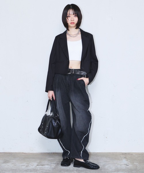 PAGEBOY(ページボーイ)の「コクバルレッグデニム(デニムパンツ・レディース・ブラック/レオパード・FREE)」の9枚目の写真