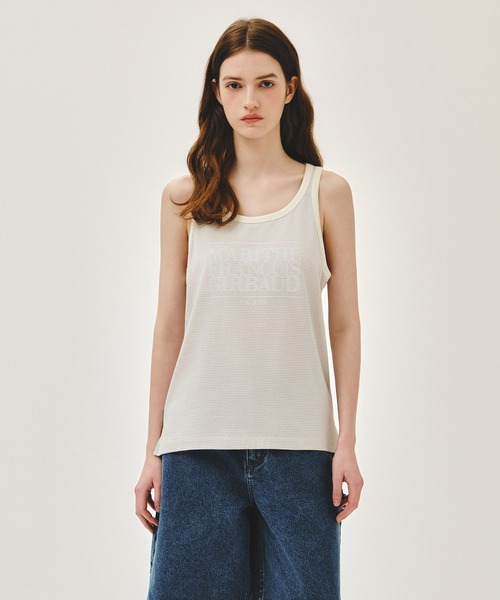 MARITHE + FRANCOIS GIRBAUD(マリテフランソワジルボー)の「SHADOW CLASSIC LOGO SLEEVELESS(Tシャツ/カットソー・レディース・アイボリー/チャコール・SMALL/MEDIUM/LARGE)」の1枚目の写真