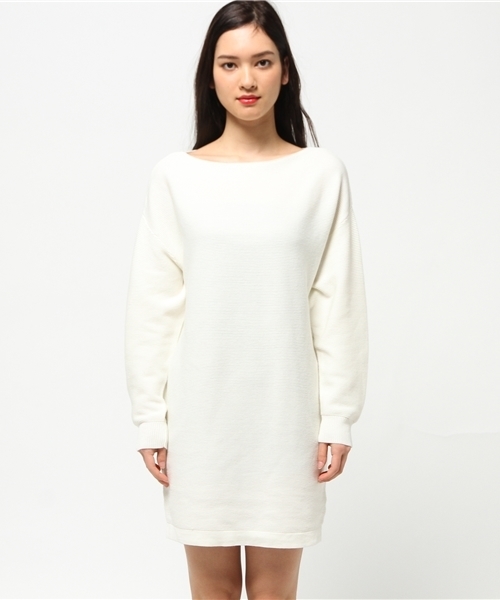 MOUSSY（マウジー）の「COTTON MIX GATHER STITCH OP（ワンピース・レディース・ライトベージュ/ネイビー/オフホワイト・FREE）」の4枚目の写真