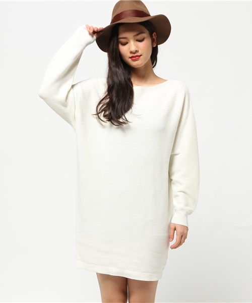 MOUSSY（マウジー）の「COTTON MIX GATHER STITCH OP（ワンピース・レディース・ライトベージュ/ネイビー/オフホワイト・FREE）」の6枚目の写真