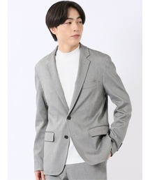 TAKA-Q（タカキュー）の「ジャケット メンズ ビジネス セットアップ可能 ストレッチ ウォッシャブル スリム 2ボタン テーラード シロ×クロ（スーツジャケット）」