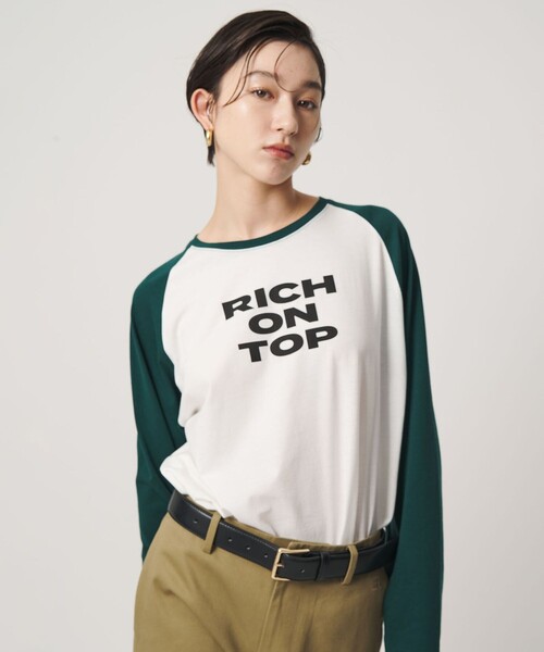 ER(イーアール)の「<ER>グラフィック ロングスリーブ Tシャツ(Tシャツ/カットソー・レディース・ライトブルー/ダークグリーン・FREE)」の1枚目の写真