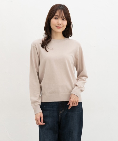 Honeys（ハニーズ）の「クルーネックニット（ニット/セーター・レディース・ベージュ/ブラウン/ブルー/杢グレー/レッド/アイボリー/ボルドー/ブラック・LL/L/S/M/3L）」の5枚目の写真