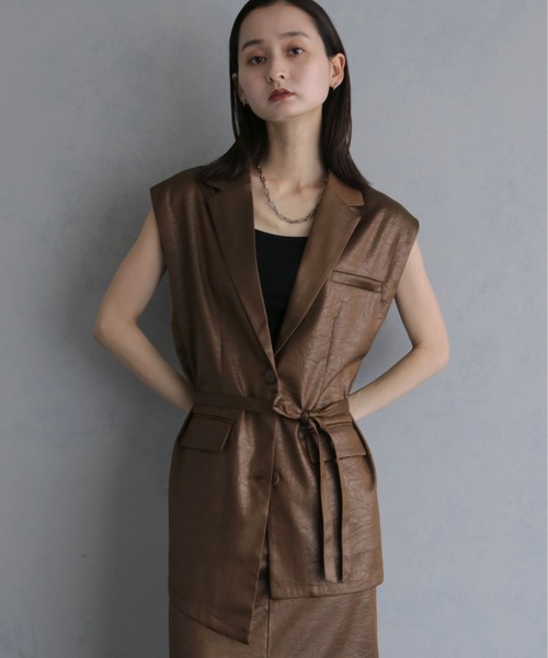 &g'aime(アンジェム)の「【&g'aime 】レザーライクベスト Leather Like Vest(ベスト・レディース・ブラウン/ブラック・FREE)」の15枚目の写真
