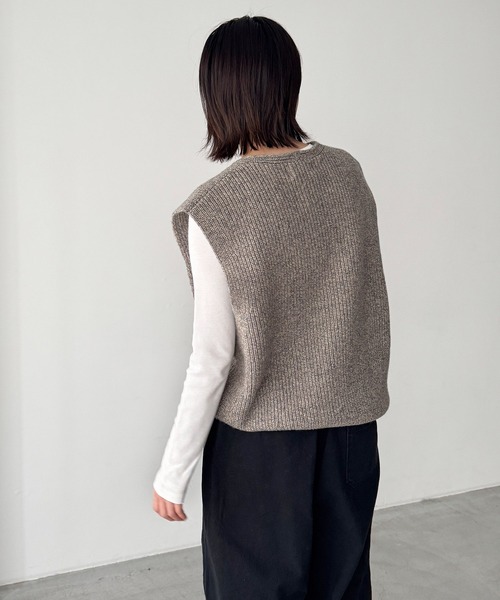 CANAL JEAN（キャナルジーン）の「choice_cnl/SEIRTAND　ウールリブZIPベスト（ベスト・レディース・グレー・MEDIUM）」の4枚目の写真