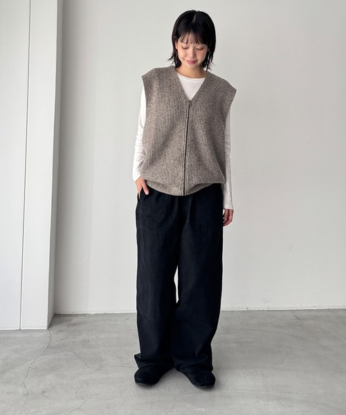 CANAL JEAN（キャナルジーン）の「choice_cnl/SEIRTAND　ウールリブZIPベスト（ベスト・レディース・グレー・MEDIUM）」の5枚目の写真