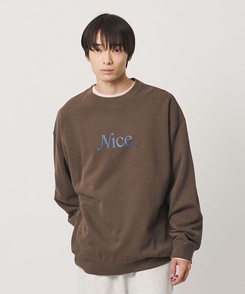 NICE WEATHER（ナイスウェザー）の「＜NICE WEATHER＞NICE ロゴスウェット（スウェット・メンズ・ライトグレー/モカ/パープル・S/XS/L/M/XL）」の7枚目の写真