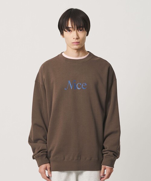 NICE WEATHER（ナイスウェザー）の「＜NICE WEATHER＞NICE ロゴスウェット（スウェット・メンズ・ライトグレー/モカ/パープル・S/XS/L/M/XL）」の12枚目の写真