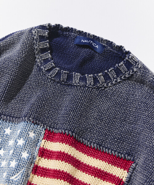 NAUTICA（ノーティカ）の「NAUTICA/ノーティカ ケミカルウォッシュ フラッグ ニット（ニット/セーター・レディース・オフホワイト/ネイビー・ﾌﾘ-）」の5枚目の写真