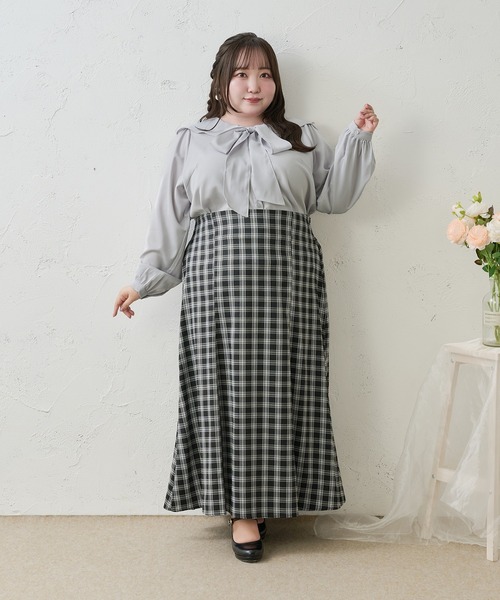セール】マルチチェックレースアップスカート / Multi Check Lace-Up