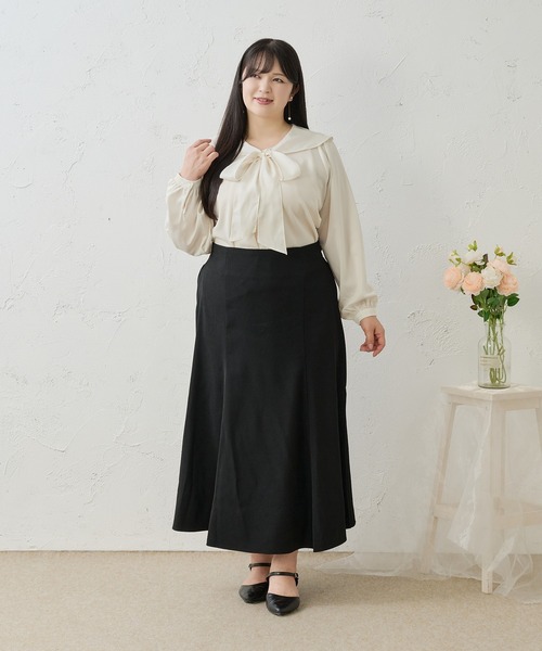 Louiosy(ルオシー)の「【Louiosy】【大きいサイズ】バックリボンマーメイドスカート(スカート・レディース・ブラック系その他/ブラック・4L/X-LARGE/3L)」の8枚目の写真