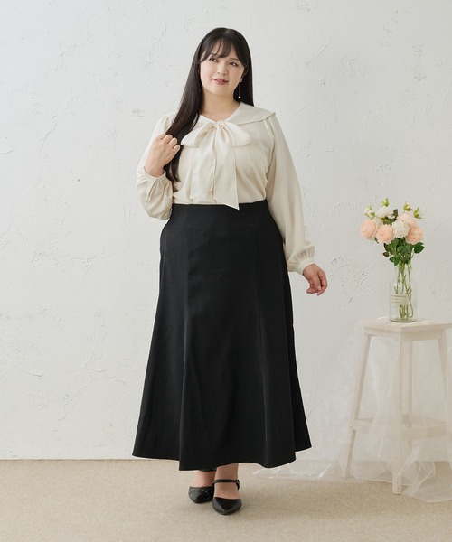 Louiosy(ルオシー)の「【Louiosy】【大きいサイズ】バックリボンマーメイドスカート(スカート・レディース・ブラック系その他/ブラック・4L/X-LARGE/3L)」の9枚目の写真