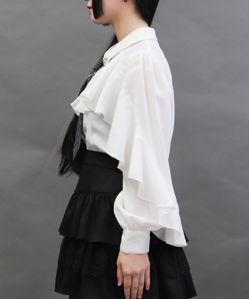 axes femme(アクシーズファム)の「タイ付ラッフルフリル長袖BL(シャツ/ブラウス・レディース・ワイン/ホワイト/ブラック・MEDIUM)」の5枚目の写真