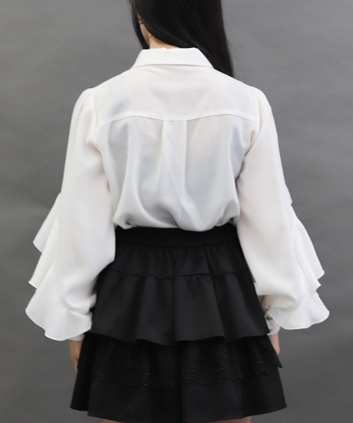 axes femme(アクシーズファム)の「タイ付ラッフルフリル長袖BL(シャツ/ブラウス・レディース・ワイン/ホワイト/ブラック・MEDIUM)」の6枚目の写真