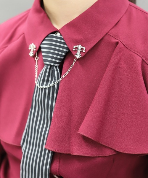axes femme(アクシーズファム)の「タイ付ラッフルフリル長袖BL(シャツ/ブラウス・レディース・ワイン/ホワイト/ブラック・MEDIUM)」の15枚目の写真
