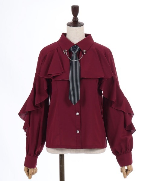 axes femme(アクシーズファム)の「タイ付ラッフルフリル長袖BL(シャツ/ブラウス・レディース・ワイン/ホワイト/ブラック・MEDIUM)」の16枚目の写真
