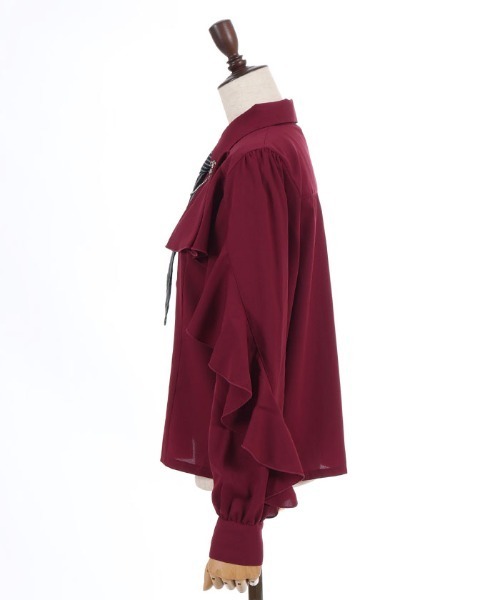 axes femme(アクシーズファム)の「タイ付ラッフルフリル長袖BL(シャツ/ブラウス・レディース・ワイン/ホワイト/ブラック・MEDIUM)」の17枚目の写真