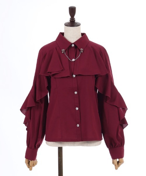 axes femme(アクシーズファム)の「タイ付ラッフルフリル長袖BL(シャツ/ブラウス・レディース・ワイン/ホワイト/ブラック・MEDIUM)」の21枚目の写真