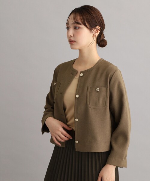 LAURA ASHLEY(ローラアシュレイ)の「【羽織りにおすすめ!刻印ボタン】ライトブークレジャケット(テーラードジャケット・レディース・ブラック/ベージュ・40/38)」の14枚目の写真