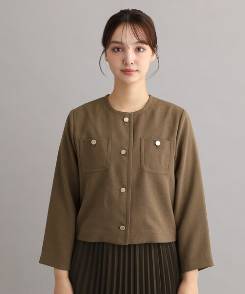 LAURA ASHLEY(ローラアシュレイ)の「【羽織りにおすすめ!刻印ボタン】ライトブークレジャケット(テーラードジャケット・レディース・ブラック/ベージュ・40/38)」の10枚目の写真