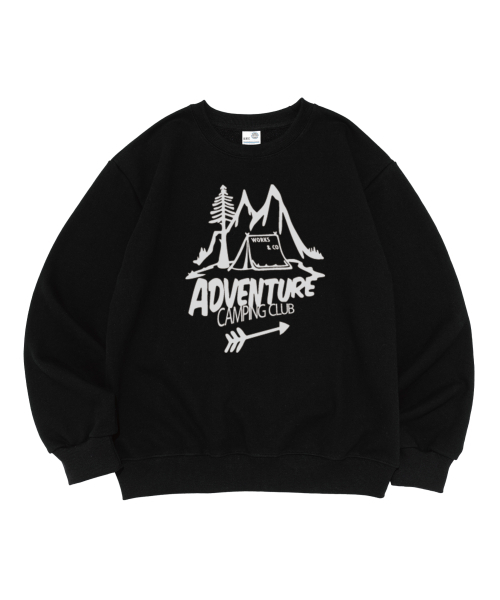 WORKS & CO.(ワークス アンド コー)の「アドベンチャーキャンプクラブ スウェット (ブラック)(スウェット・レディース・その他・SMALL/MEDIUM/LARGE/X-LARGE/M-L/S-M/L-XL/XL-XXL)」の1枚目の写真